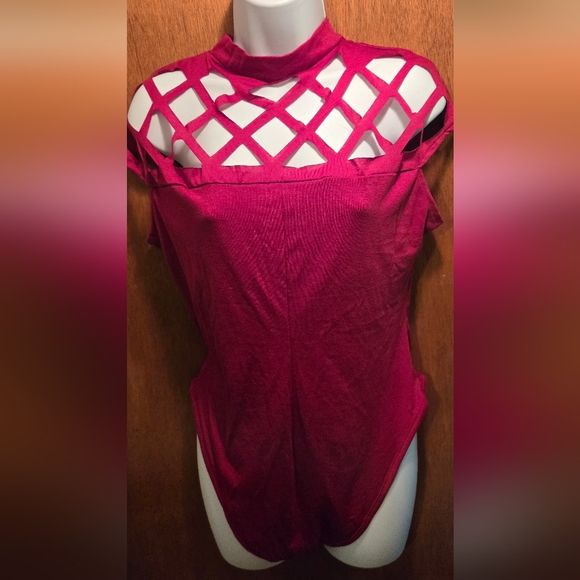Burgundy lattice bodysuit NWT szXL - Picture 2 of 7